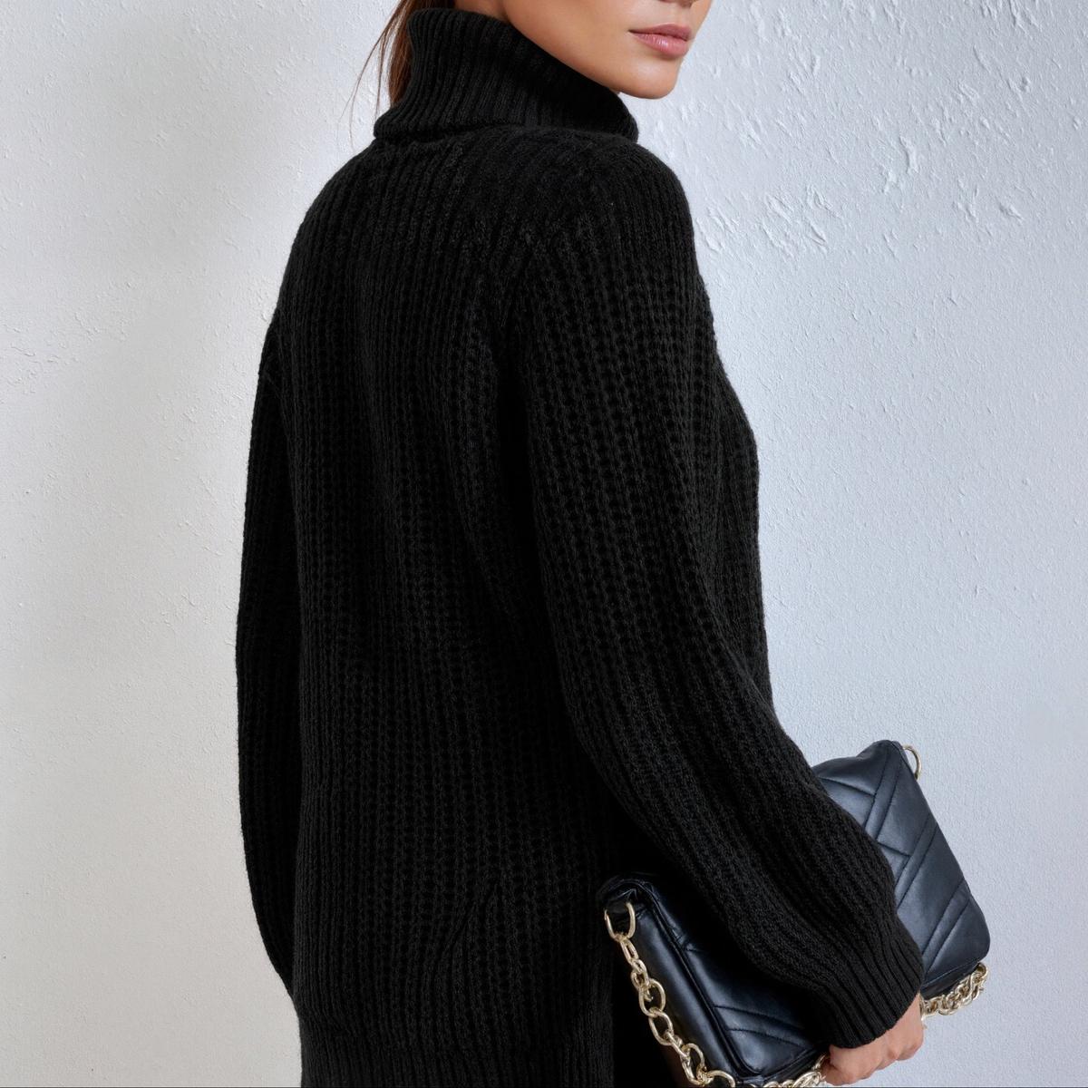 Franka – Schwarzer Turtle Neck Strickpullover für Damen