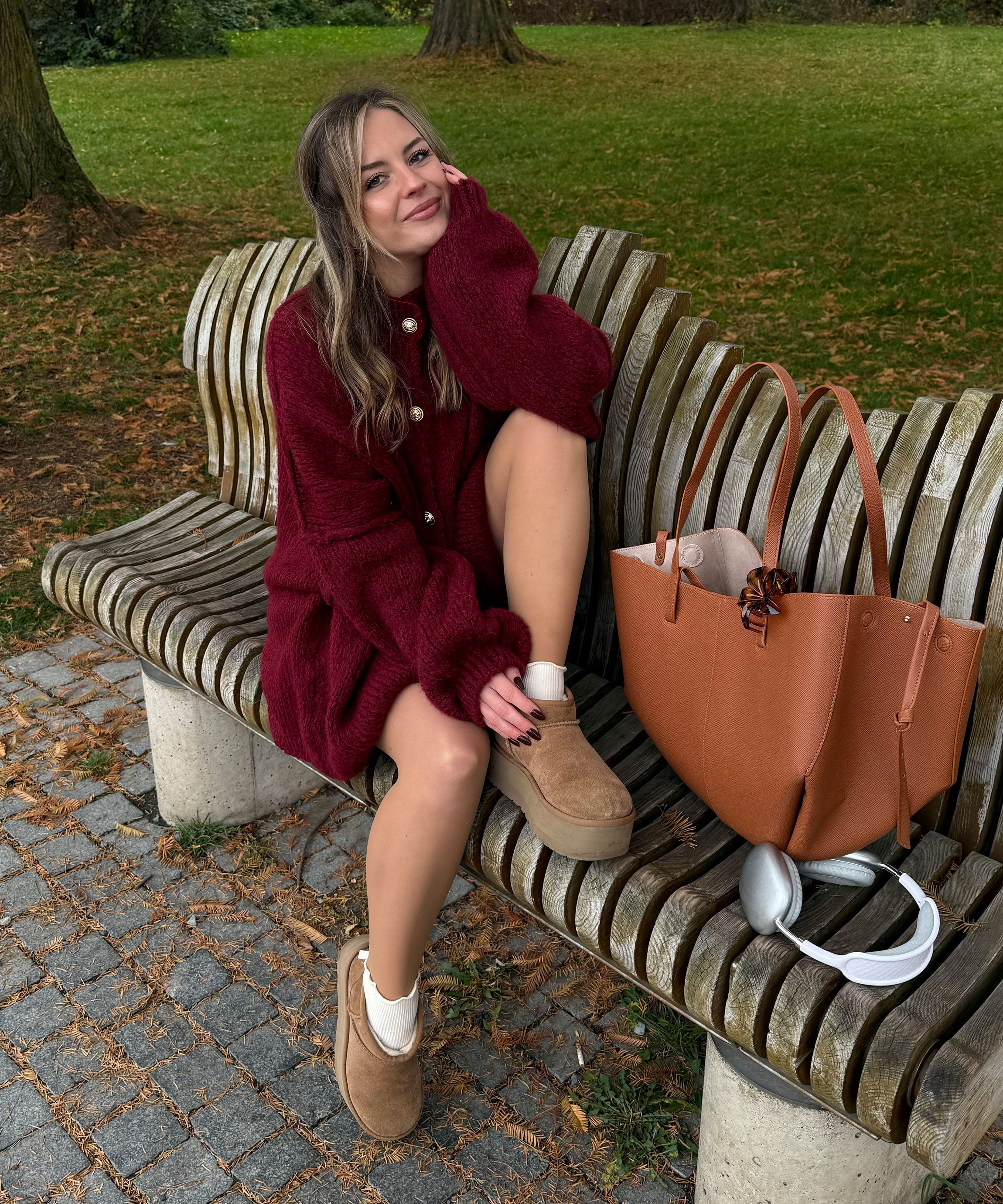 Oversize Strickjacke Jalsien Weinrot