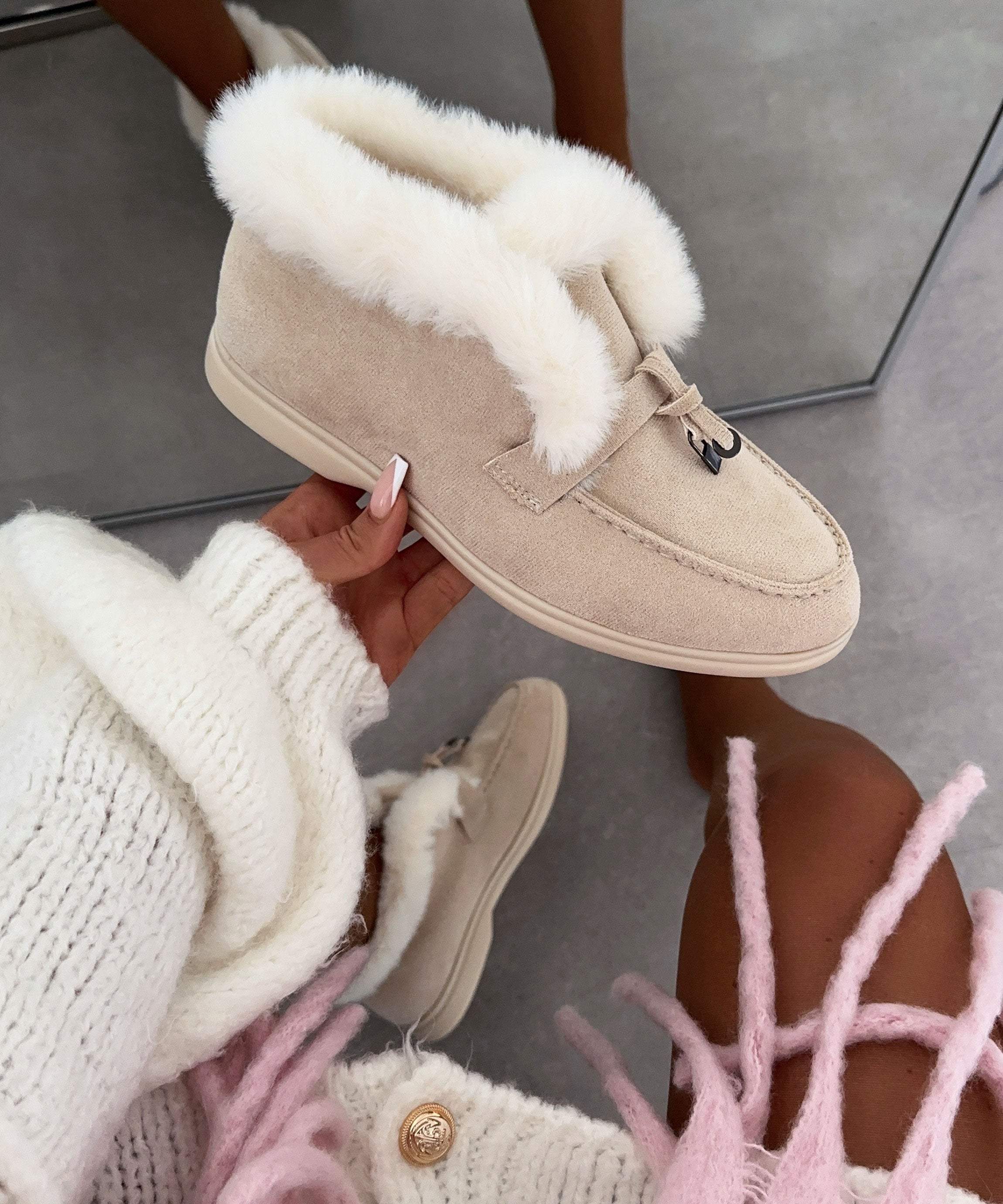 Lina - Gefütterte Loafer Beige