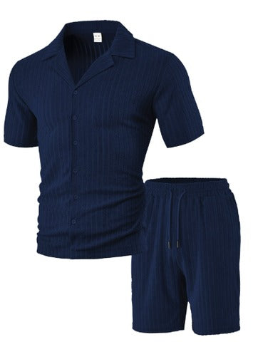 Hartmut – Herren Zweiteiler Set Mit Knopfhemd Und Shorts