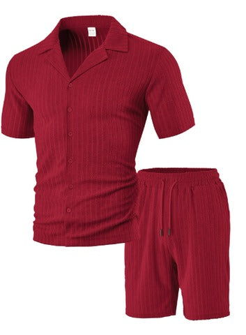 Hartmut – Herren Zweiteiler Set Mit Knopfhemd Und Shorts