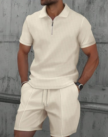 Heiko – Herren Polo Set Mit Frontzip Kurzarm Und Shorts