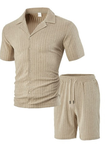 Hartmut – Herren Zweiteiler Set Mit Knopfhemd Und Shorts