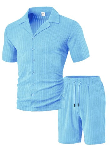 Hartmut – Herren Zweiteiler Set Mit Knopfhemd Und Shorts