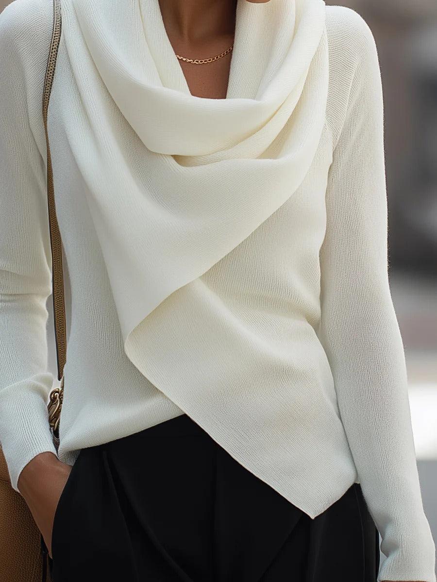 Fritzi – Weißer Mock Neck Strickpullover für Damen