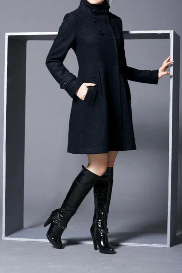 Gardina - Eleganter Damen Wollmantel mit Kapuze