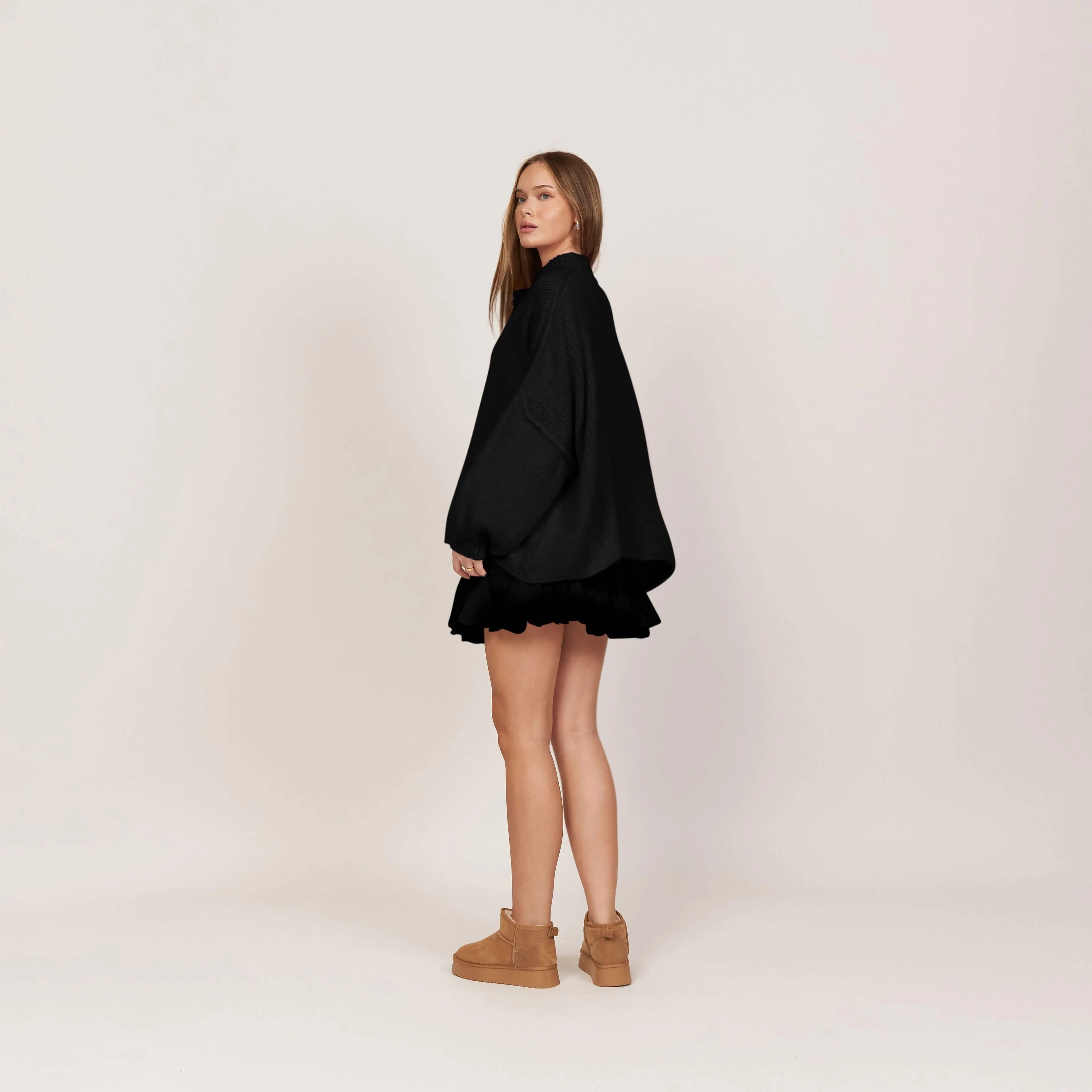 Simone - Damen Oversize Strick Cardigan mit Goldknöpfen