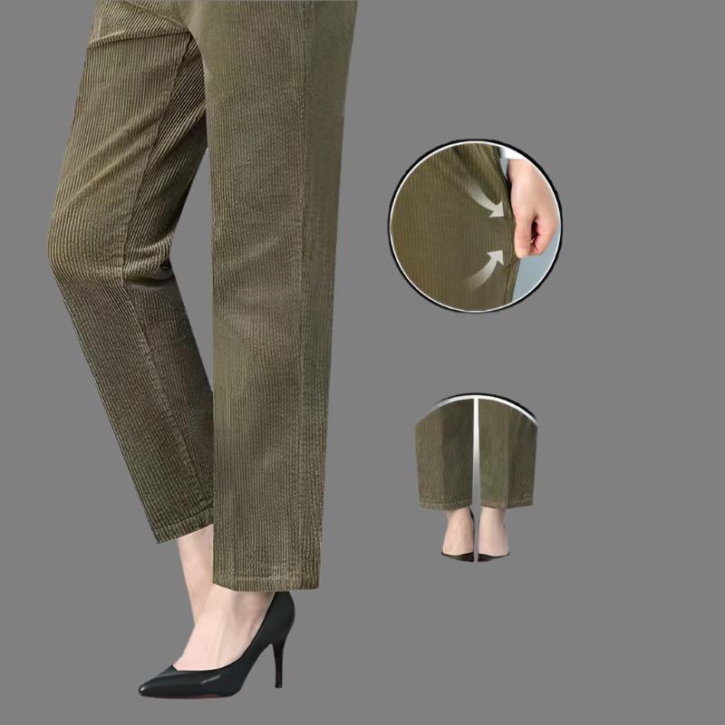 Tamara - Stylische, hochtaillierte, elastische Kordhose für Damen