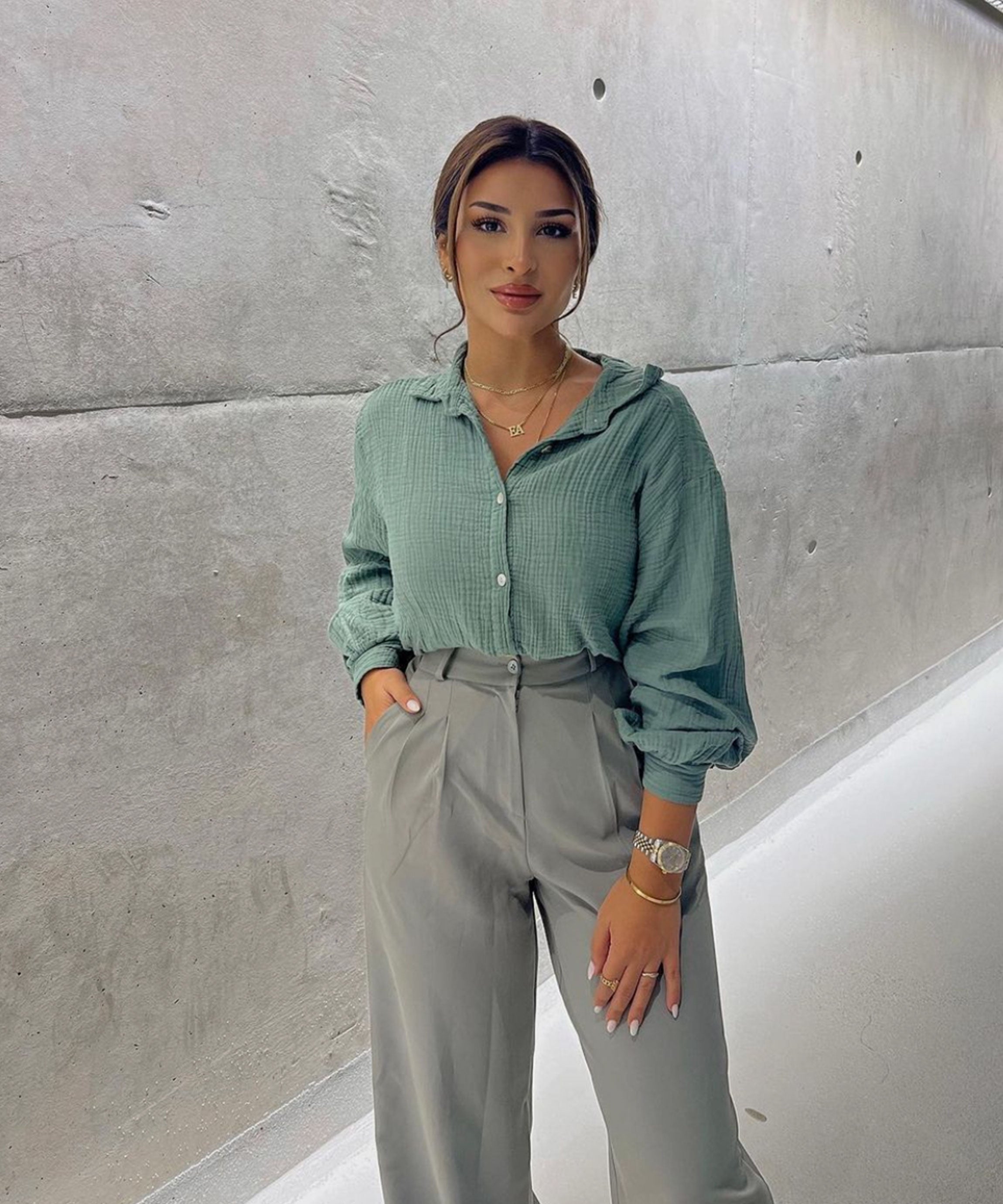 Freya - Oversize Musselin Bluse Kurz