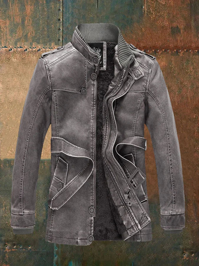 Japhet - Herrenjacke aus umweltfreundlichem Retro-Leder mit Stehkragen