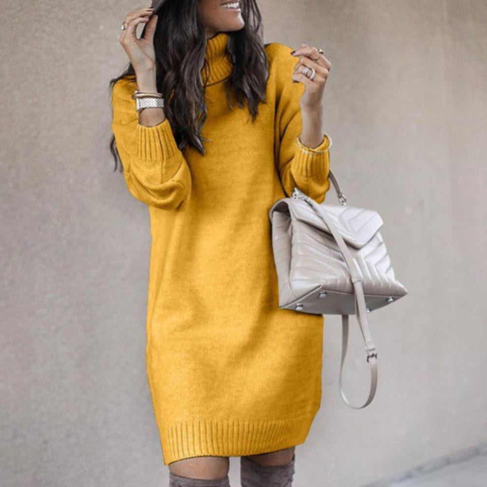 WarmTurtle - Warmes knielanges Strickkleid