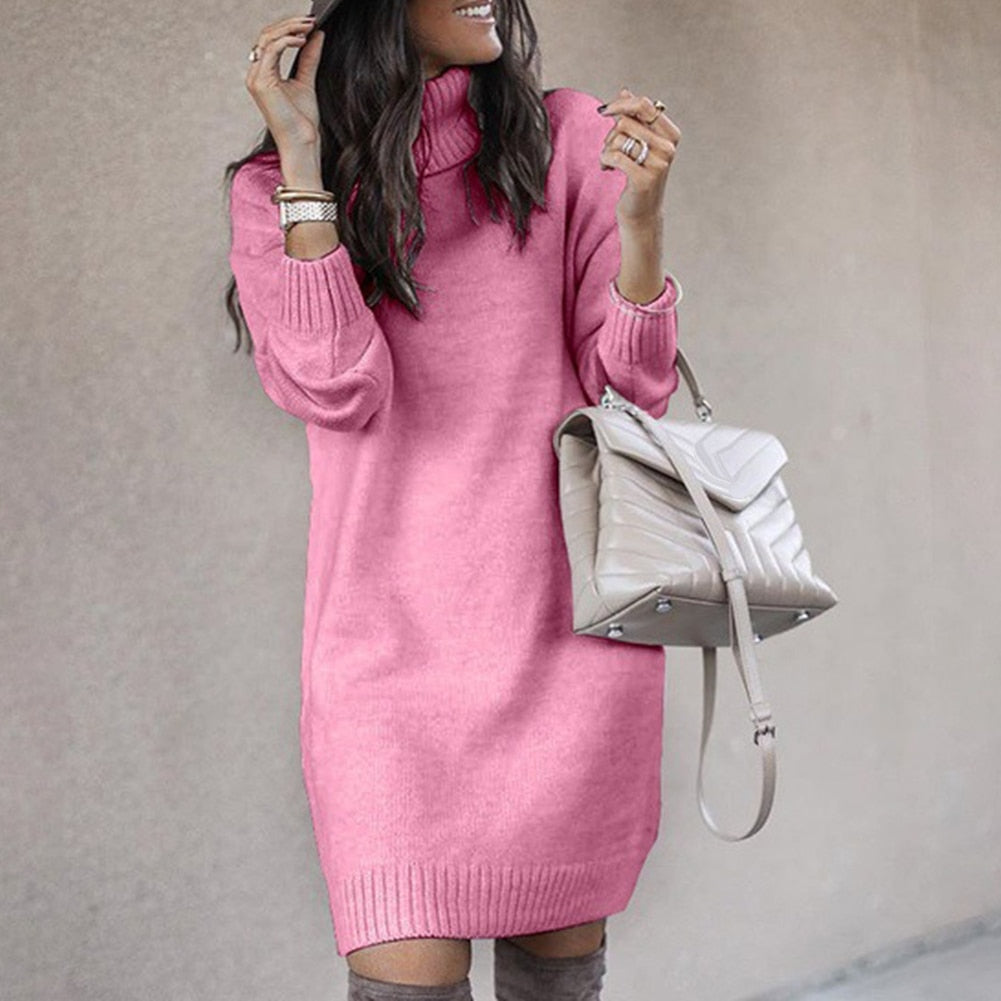 WarmTurtle - Warmes knielanges Strickkleid