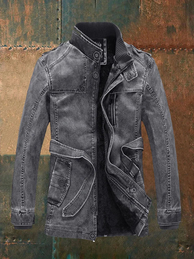 Japhet - Herrenjacke aus umweltfreundlichem Retro-Leder mit Stehkragen