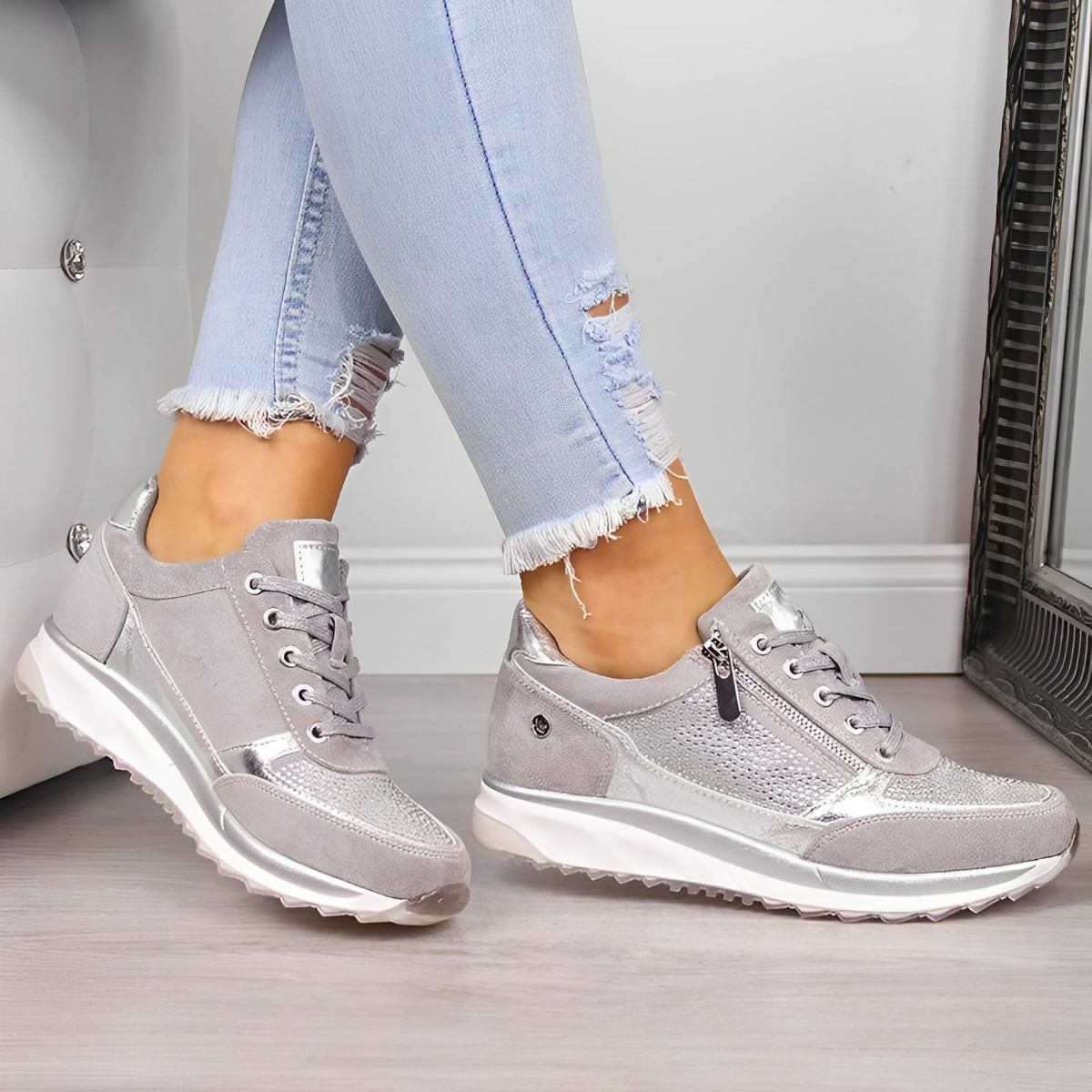 Pro Shoes - Reißverschluss-Turnschuhe Grau 1
