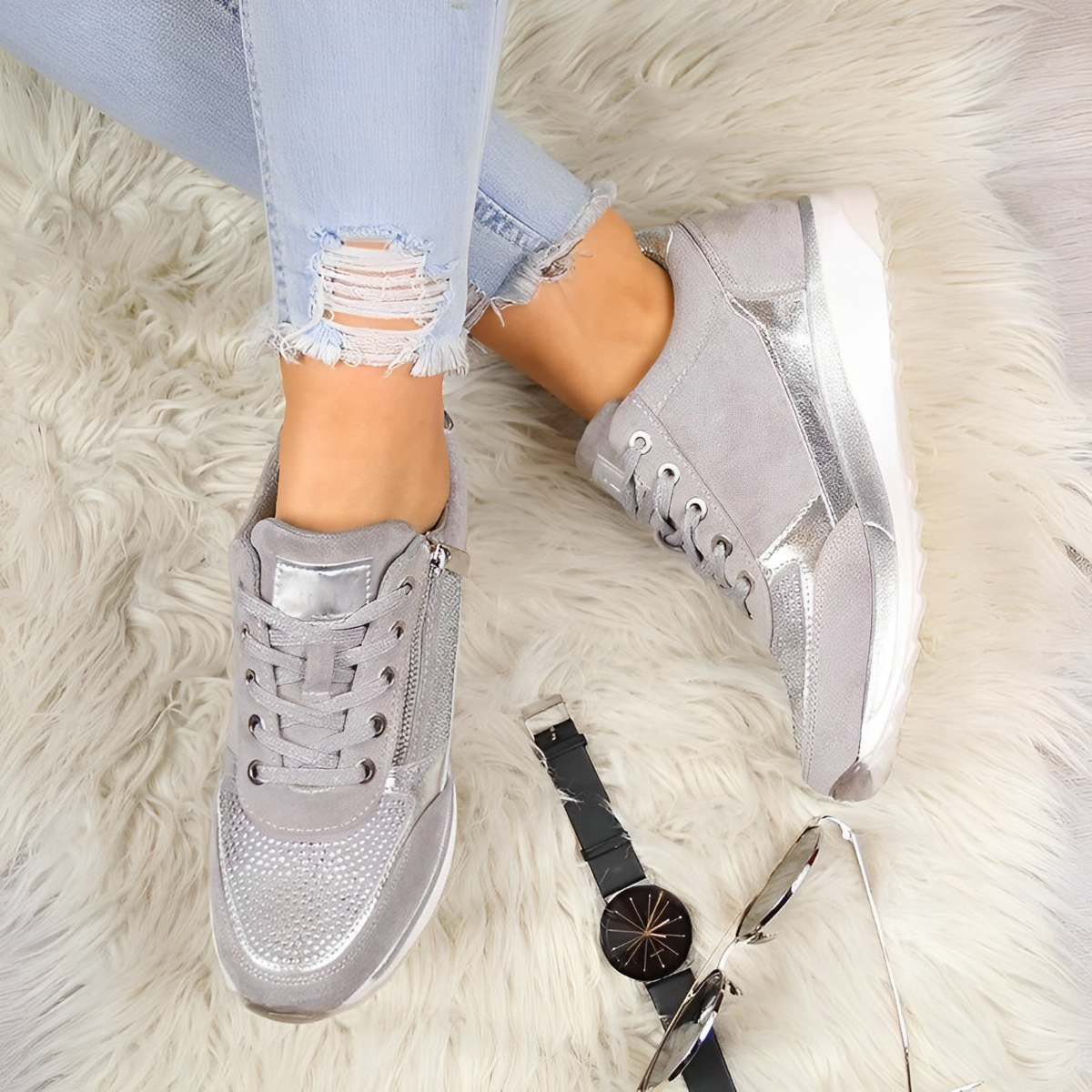 Pro Shoes - Reißverschluss-Turnschuhe Grau 2