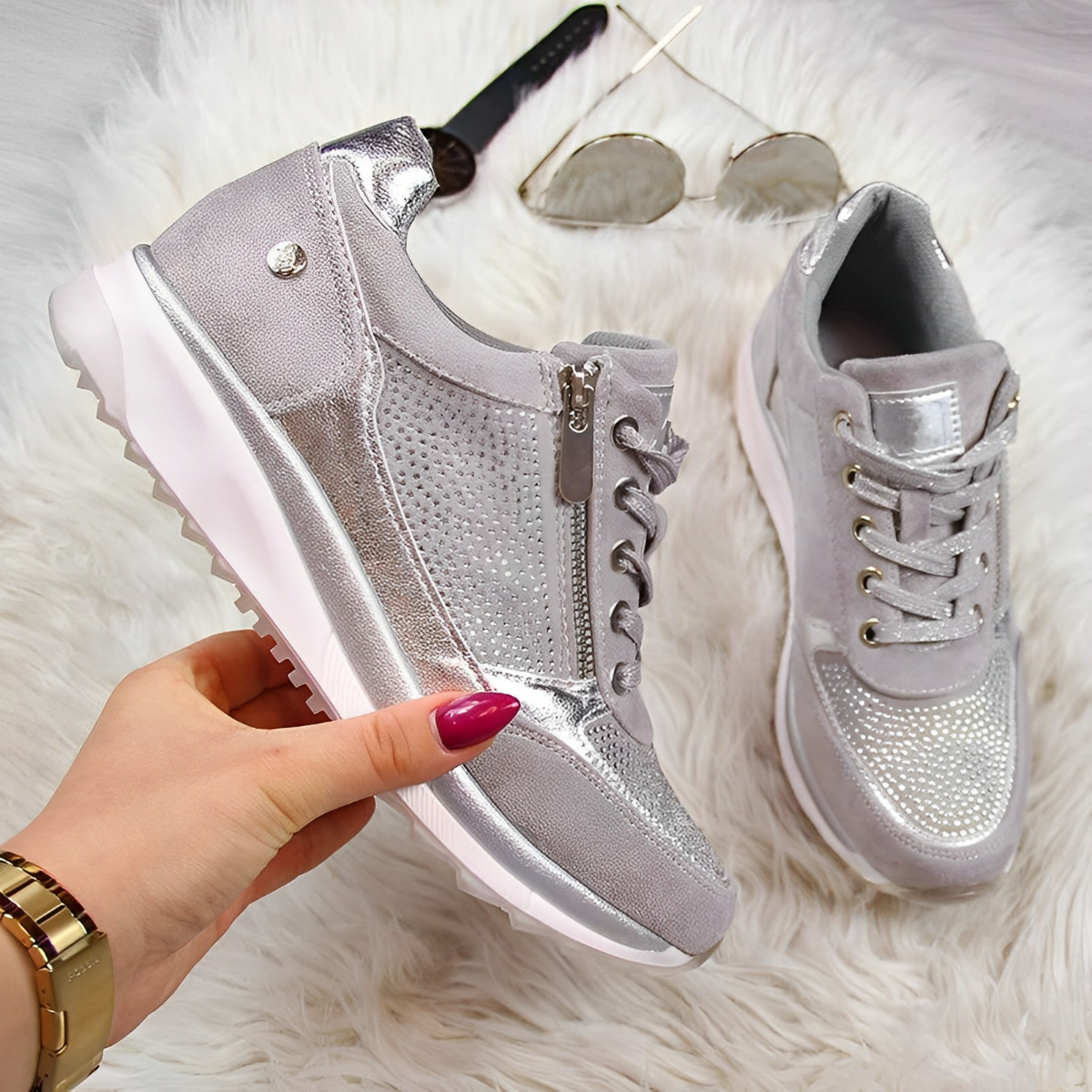 Pro Shoes - Reißverschluss-Turnschuhe Grau 4