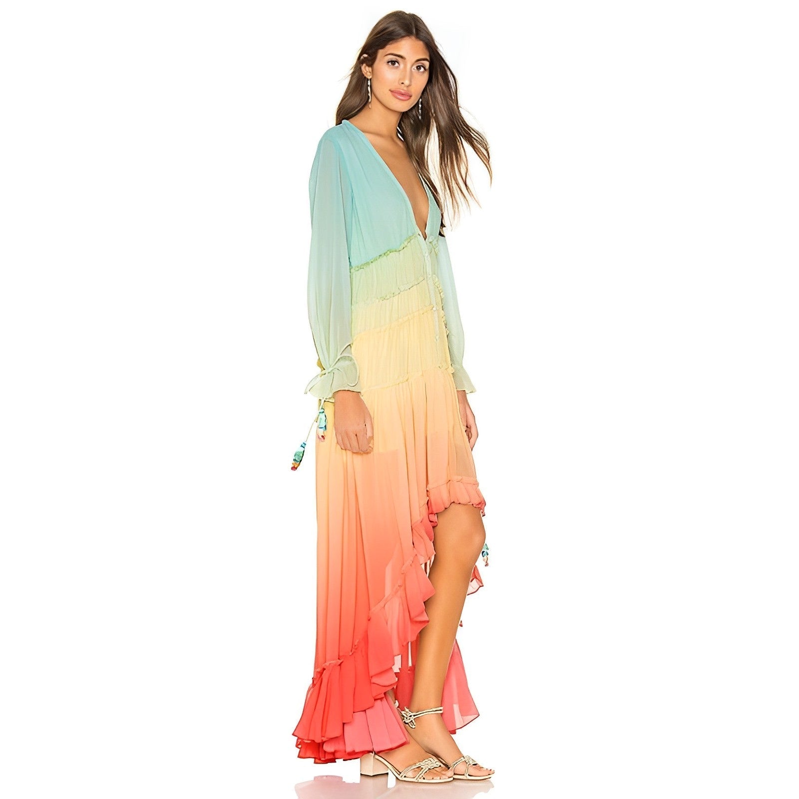 Rainbow Love Langes verträumtes Maxikleid