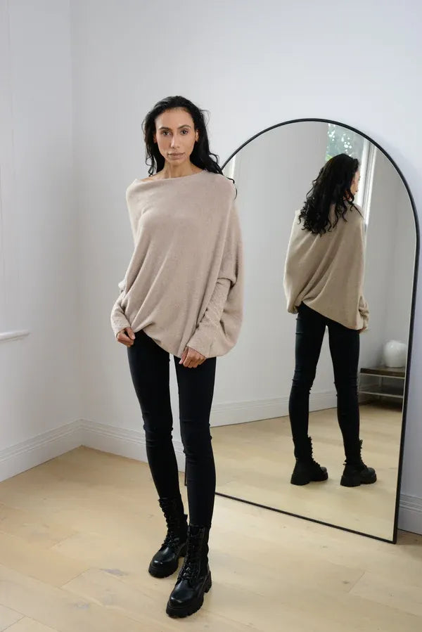Roza - Asymmetrischer Cloud Drapierter Pullover