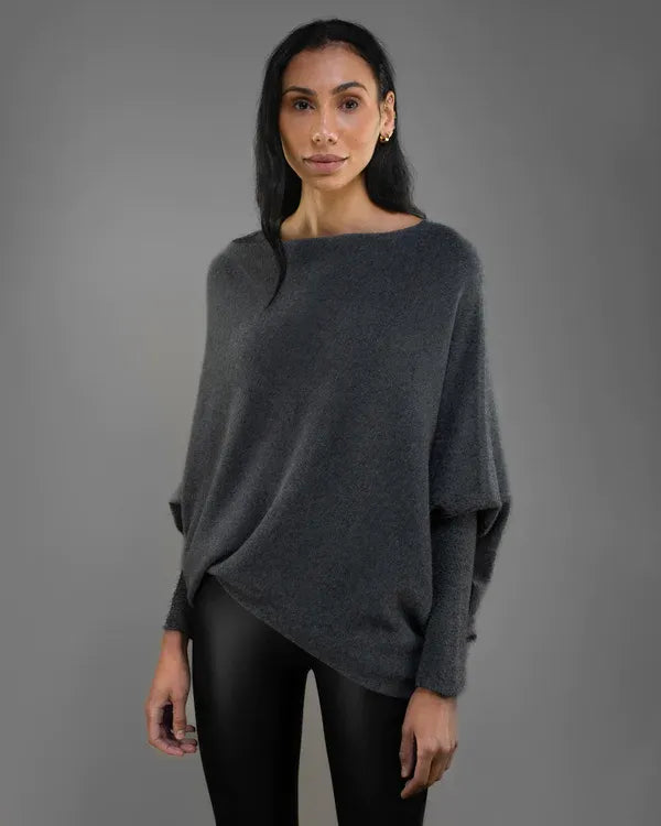 Roza - Asymmetrischer Cloud Drapierter Pullover