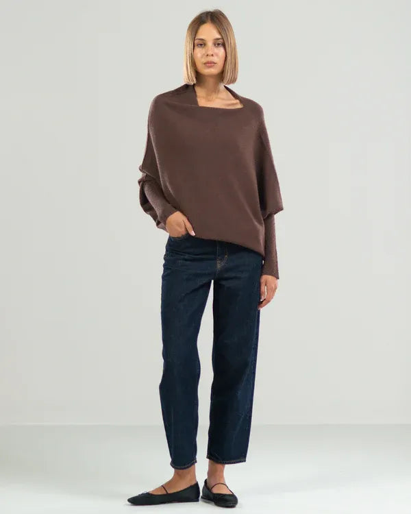 Roza - Asymmetrischer Cloud Drapierter Pullover