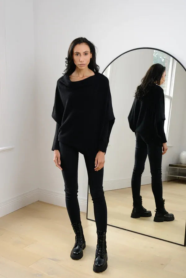 Roza - Asymmetrischer Cloud Drapierter Pullover