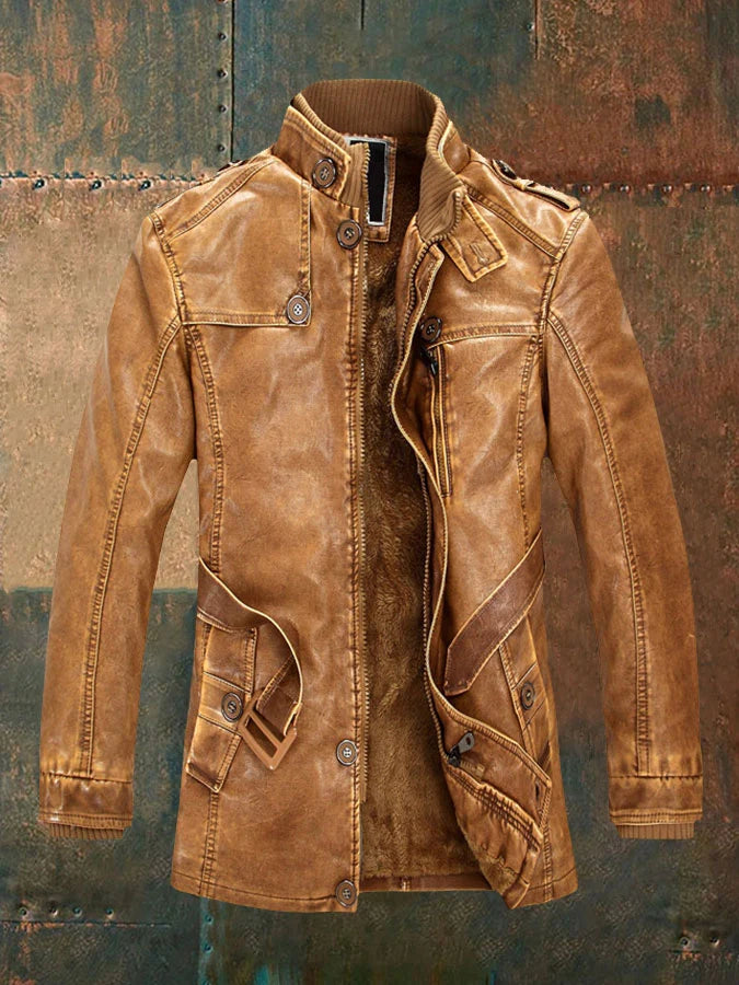 Japhet - Herrenjacke aus umweltfreundlichem Retro-Leder mit Stehkragen