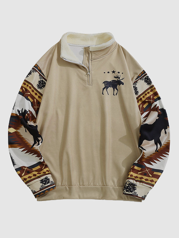 Alain - Retro Western Aztec Fleece-Sweatshirt