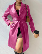 Stacey - Slim Fit PU-Leder Trenchcoat