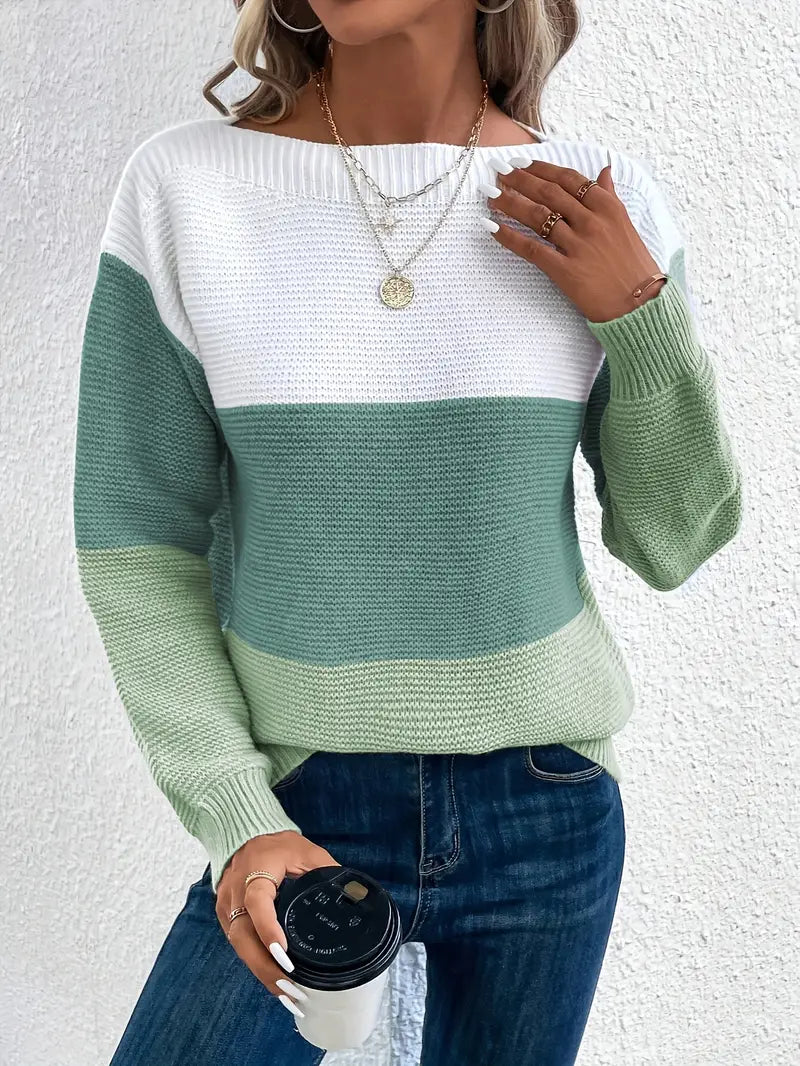Stella – Pullover Mit Farbblock Und Rundhalsausschnitt