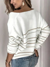 StripeStyle - gestreiftes muster v-ausschnitt pullover