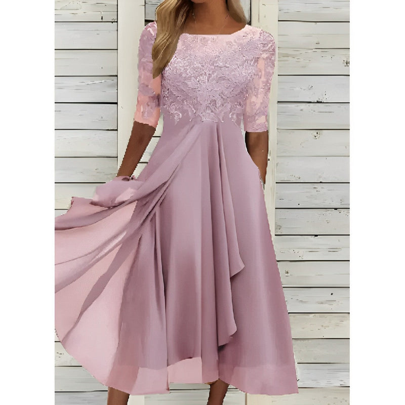 Cherise - Luftiges Maxikleid aus Chiffon mit Ausgehöhltem Design