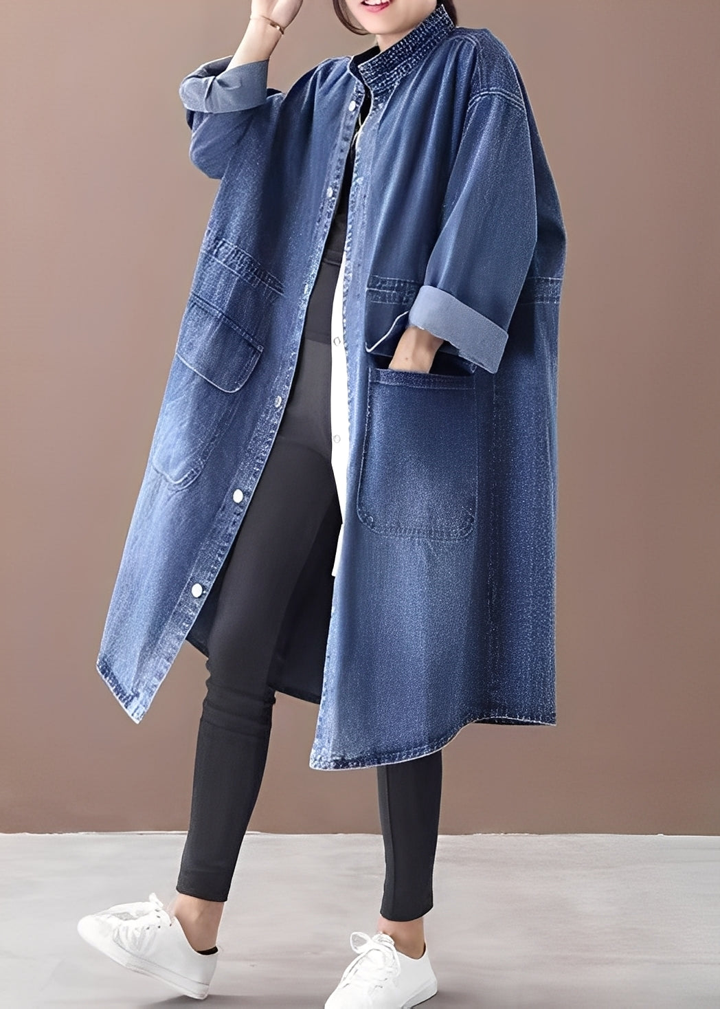 Debora - Lockere Damen Jeansjacke mit Stehkragen