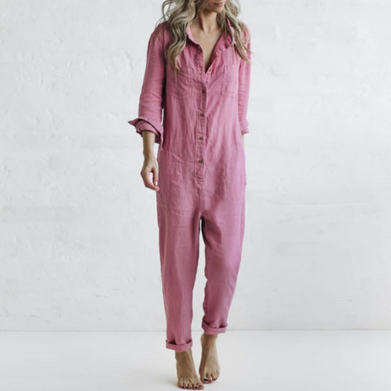 Quinzia - Damen Geknöpfter Jumpsuit | Bequem