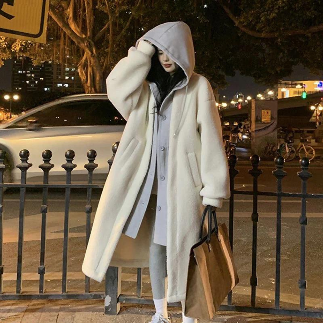 Mia – Lange Oversize-Jacke mit Knopfleiste
