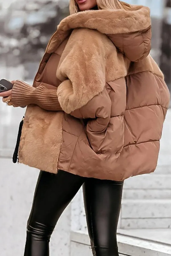 Sophie - Mehrfarbige Winter-Thermojacke mit Kapuze