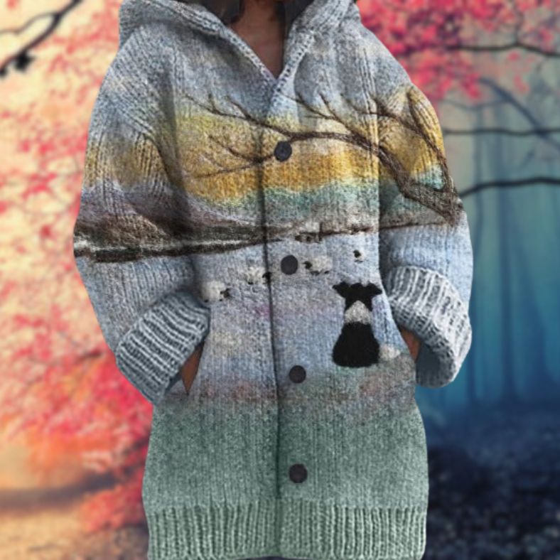 Annelie - Warmer Damenpullover mit Knöpfen und Kapuze