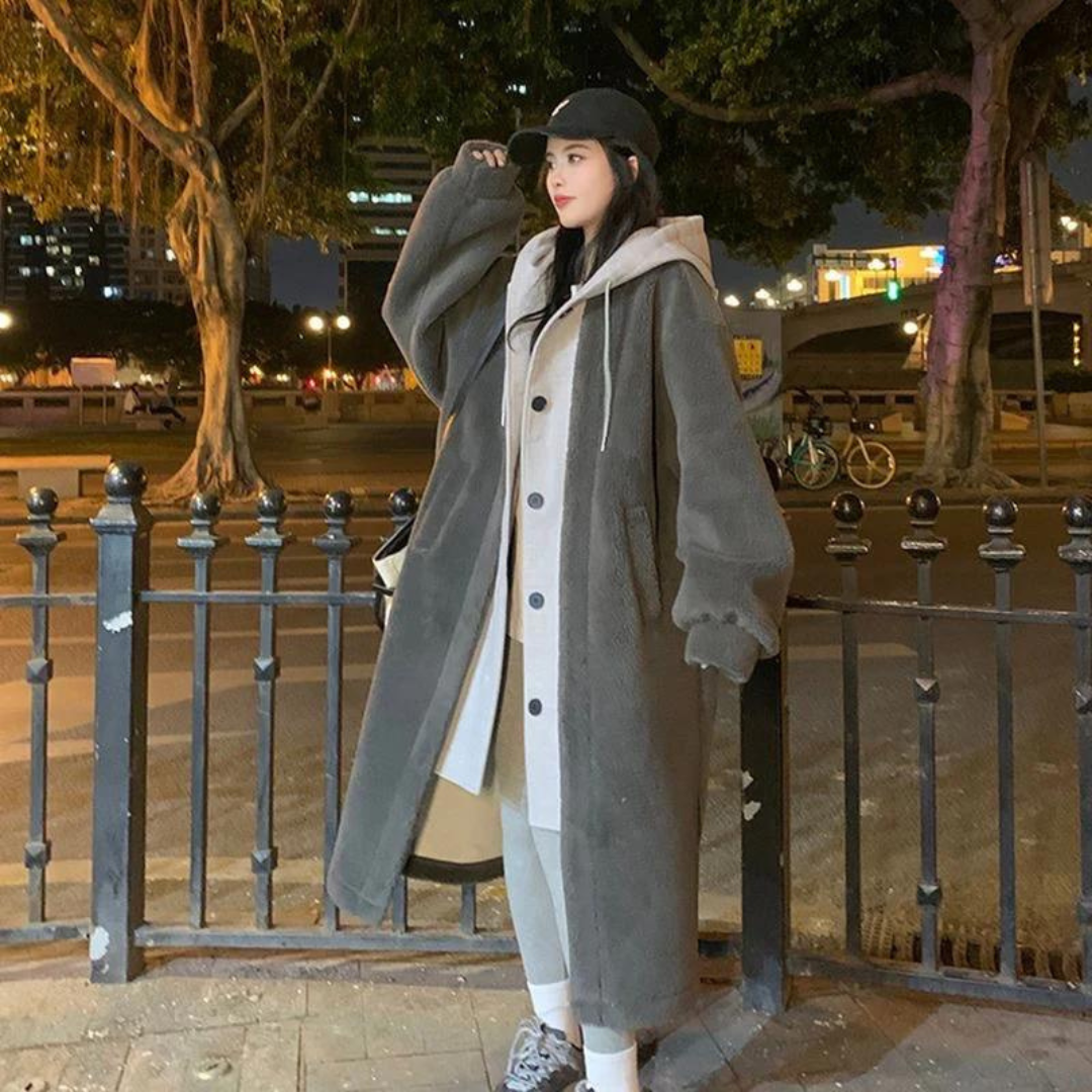Mia – Lange Oversize-Jacke mit Knopfleiste