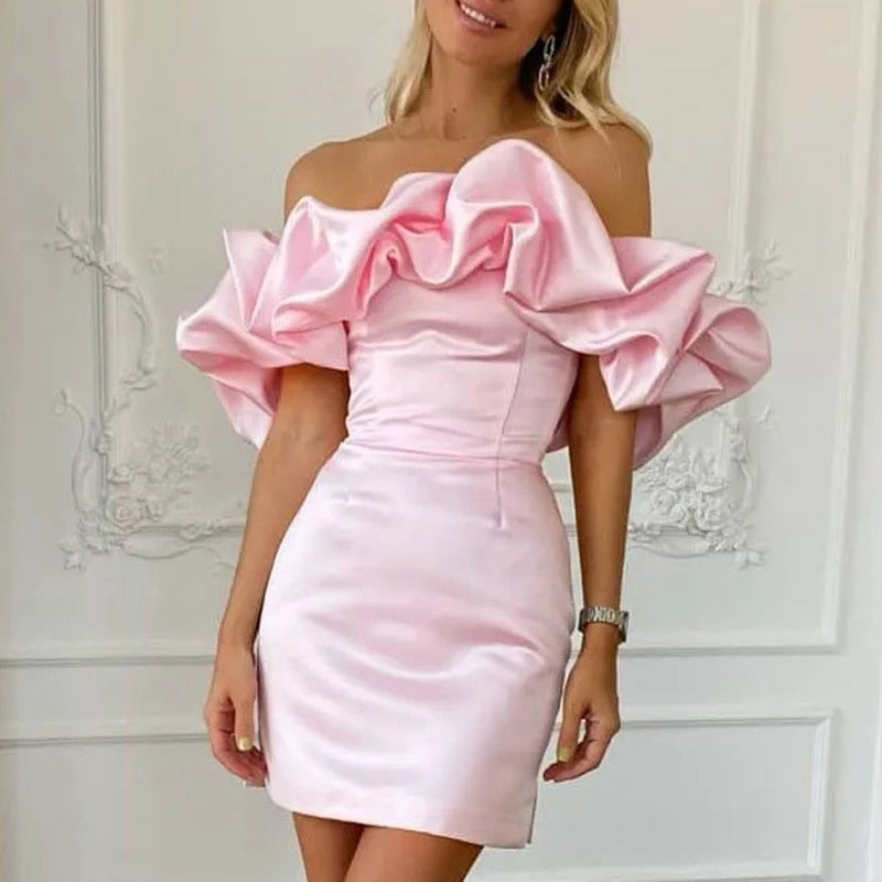 BlissfulBloom - Schulterfreies Kleid mit Rüschen