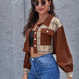 Damian - Karo Cord Cropped Jacke