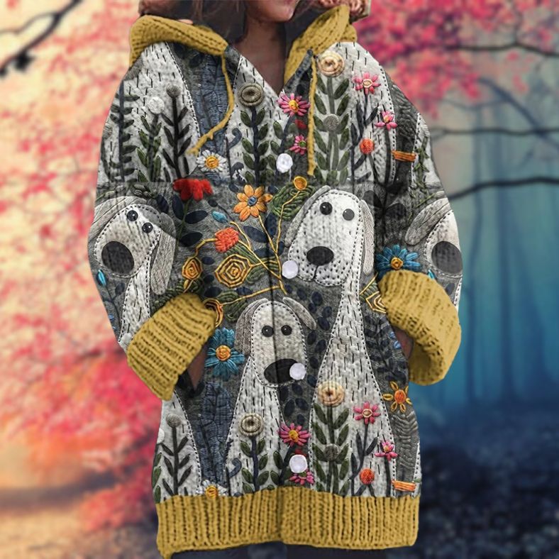 Annelie - Warmer Damenpullover mit Knöpfen und Kapuze