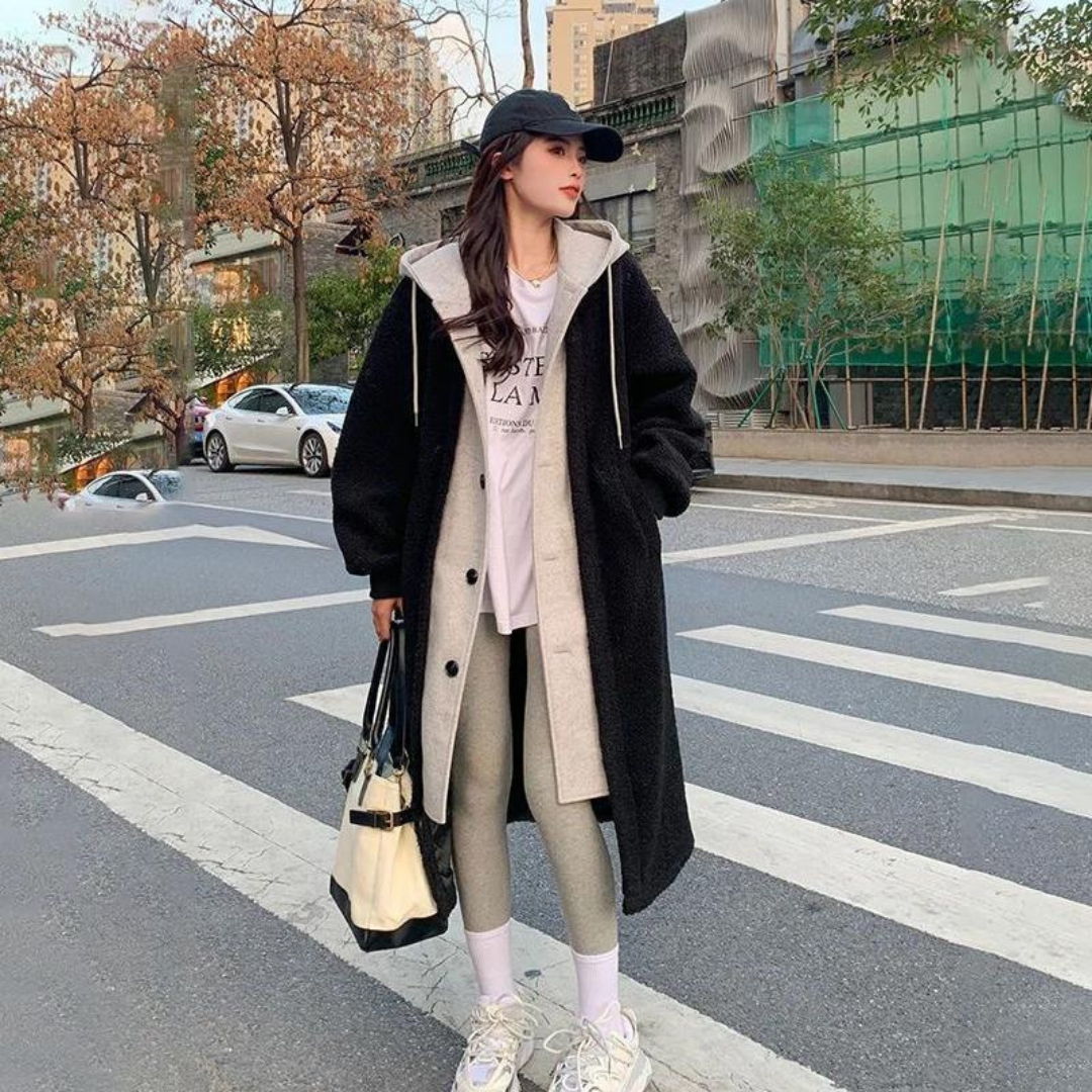 Mia – Lange Oversize-Jacke mit Knopfleiste