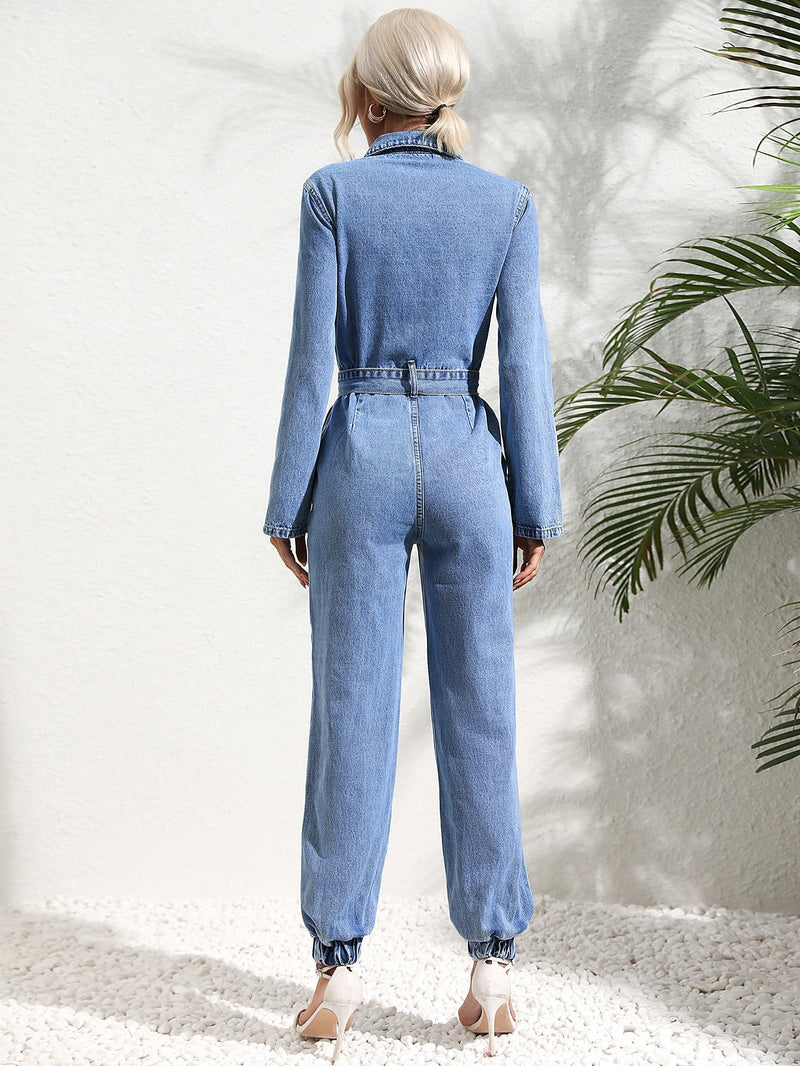 Ebba - Modischer Denim-Overall mit praktischen Pattentaschen