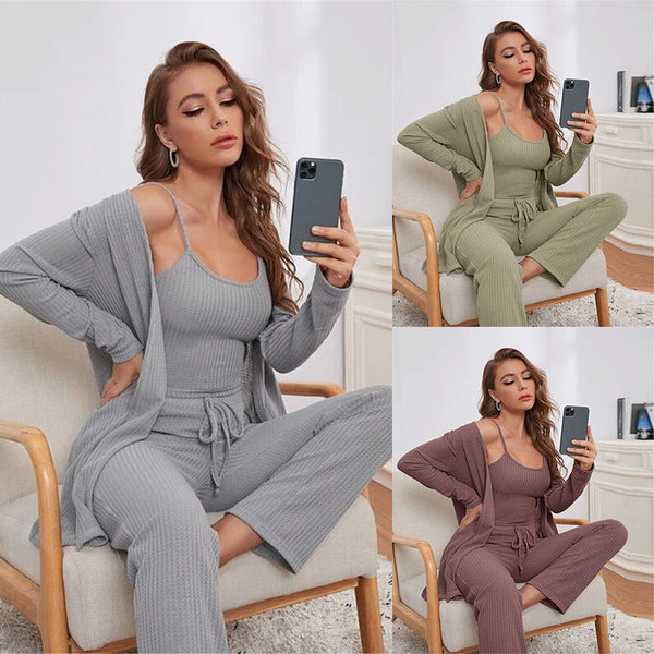 Celina - 3-Teiliges Pyjama-Set mit Knotenhose