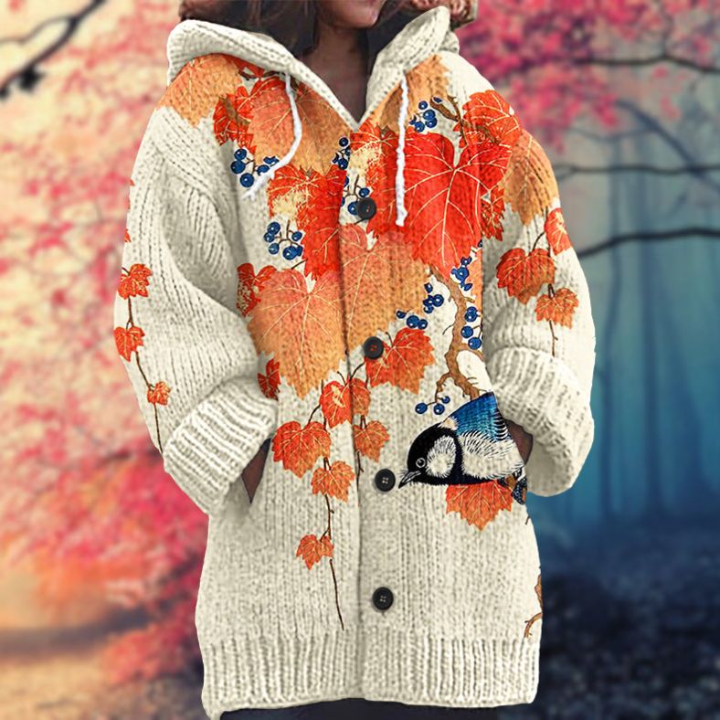 Annelie - Warmer Damenpullover mit Knöpfen und Kapuze