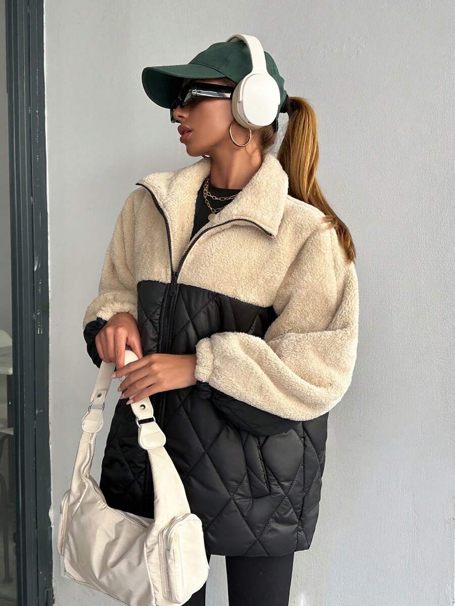 Julia – Kuschelige Jacke mit Rautennähten
