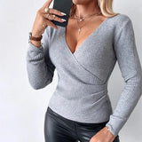 Lunne - Ripp-Strick Wickelpullover für Damen