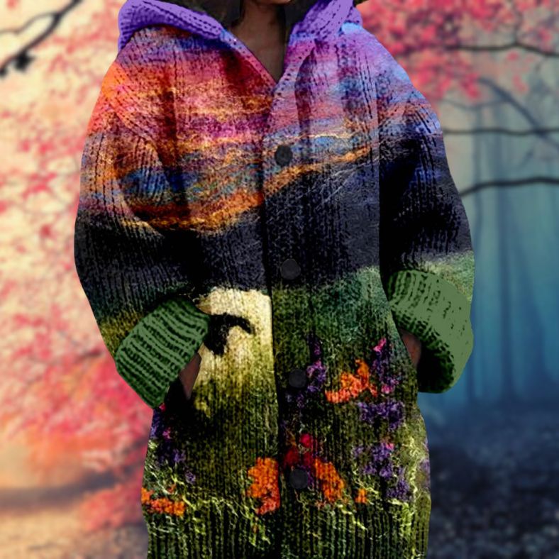 Annelie - Warmer Damenpullover mit Knöpfen und Kapuze
