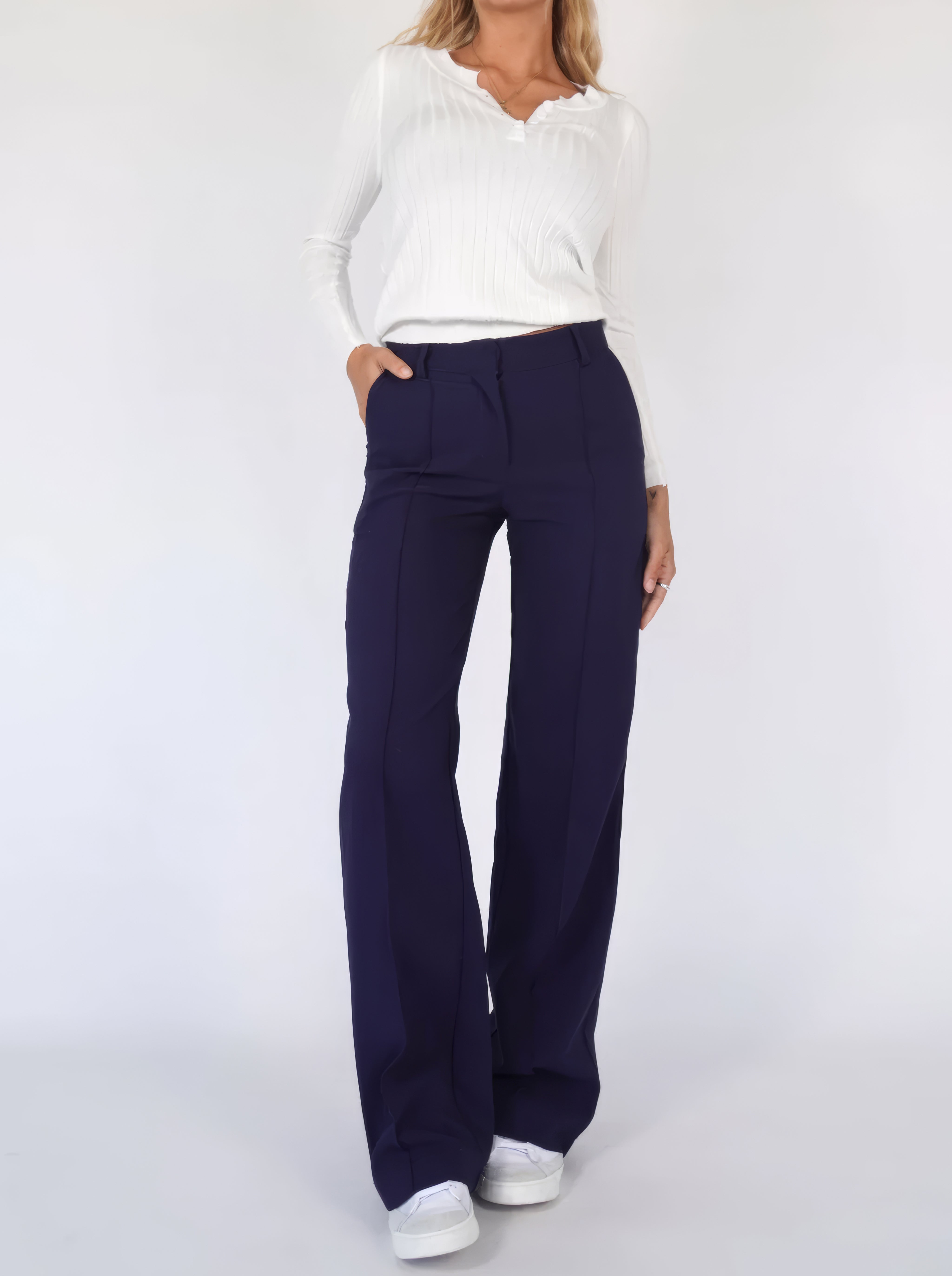Miriam - Damen High Waist Hose Gerade Elegant Business