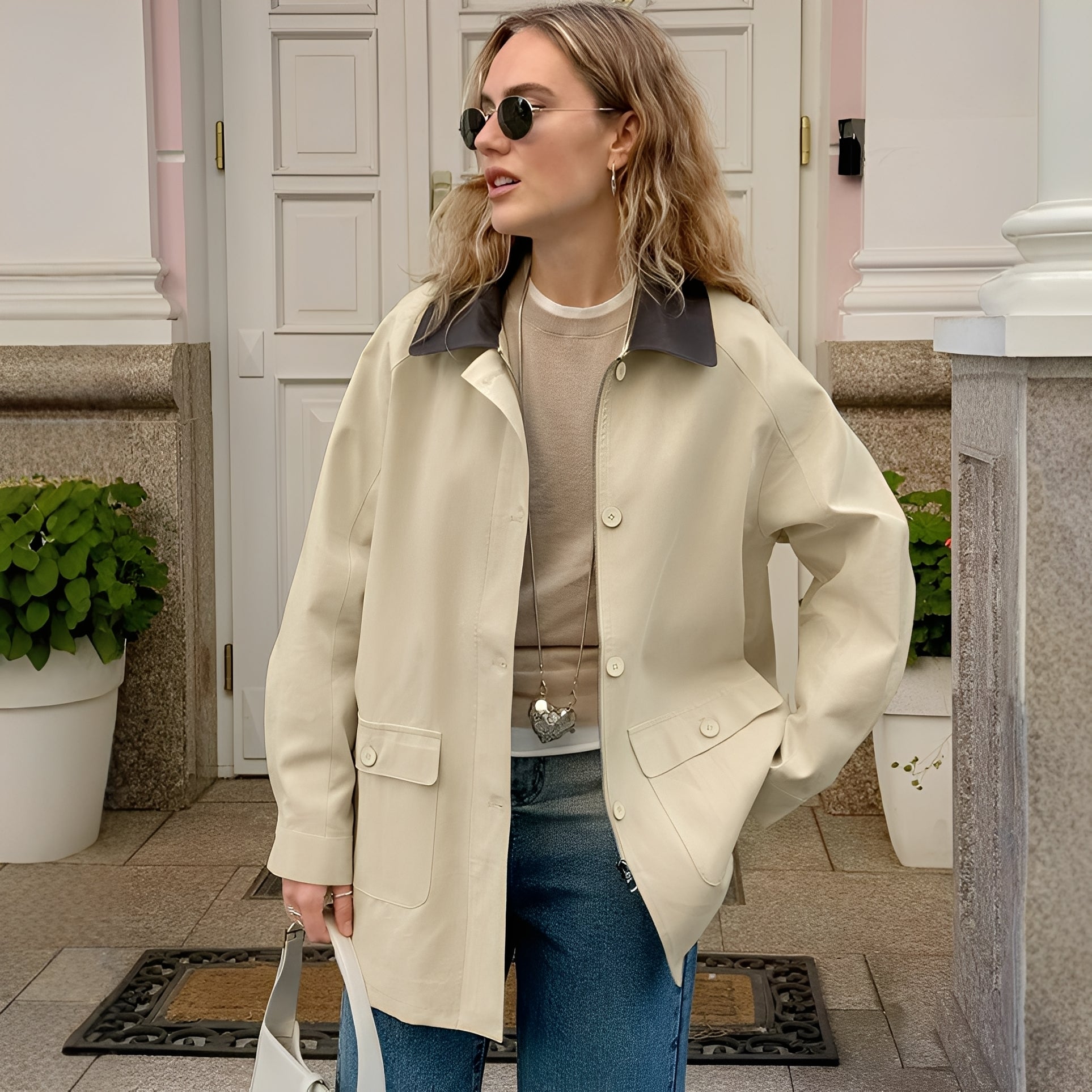 Eva - Schicke Damenjacke Locker mit Polokragen