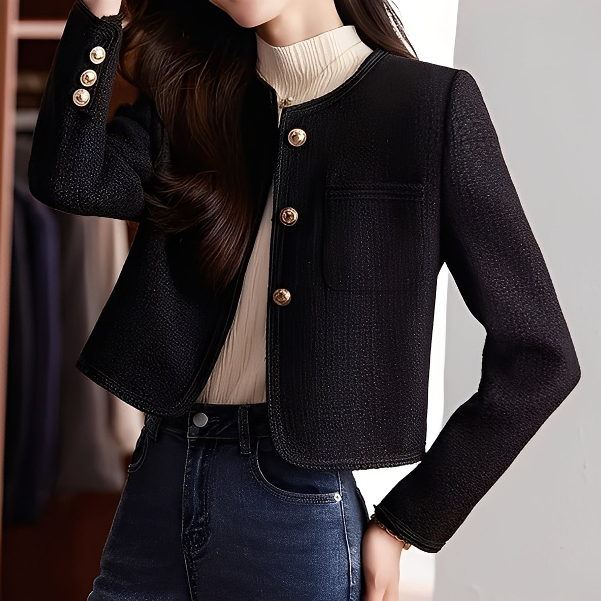 Jeannine - Trendige kurze Damen-Tweedjacke
